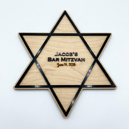 Bar Mitzvah Guest Book Alternative | Personalized Mazel Tov Signature Board | Jewish Celebration Sign | Custom Star of David Keepsake Decor