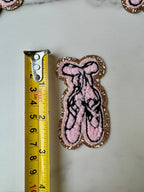 Dance chenille patch iron on ballet shoe chenille patch dance shoe iron on patch ballet applique patch with glitter ballet chenille patch