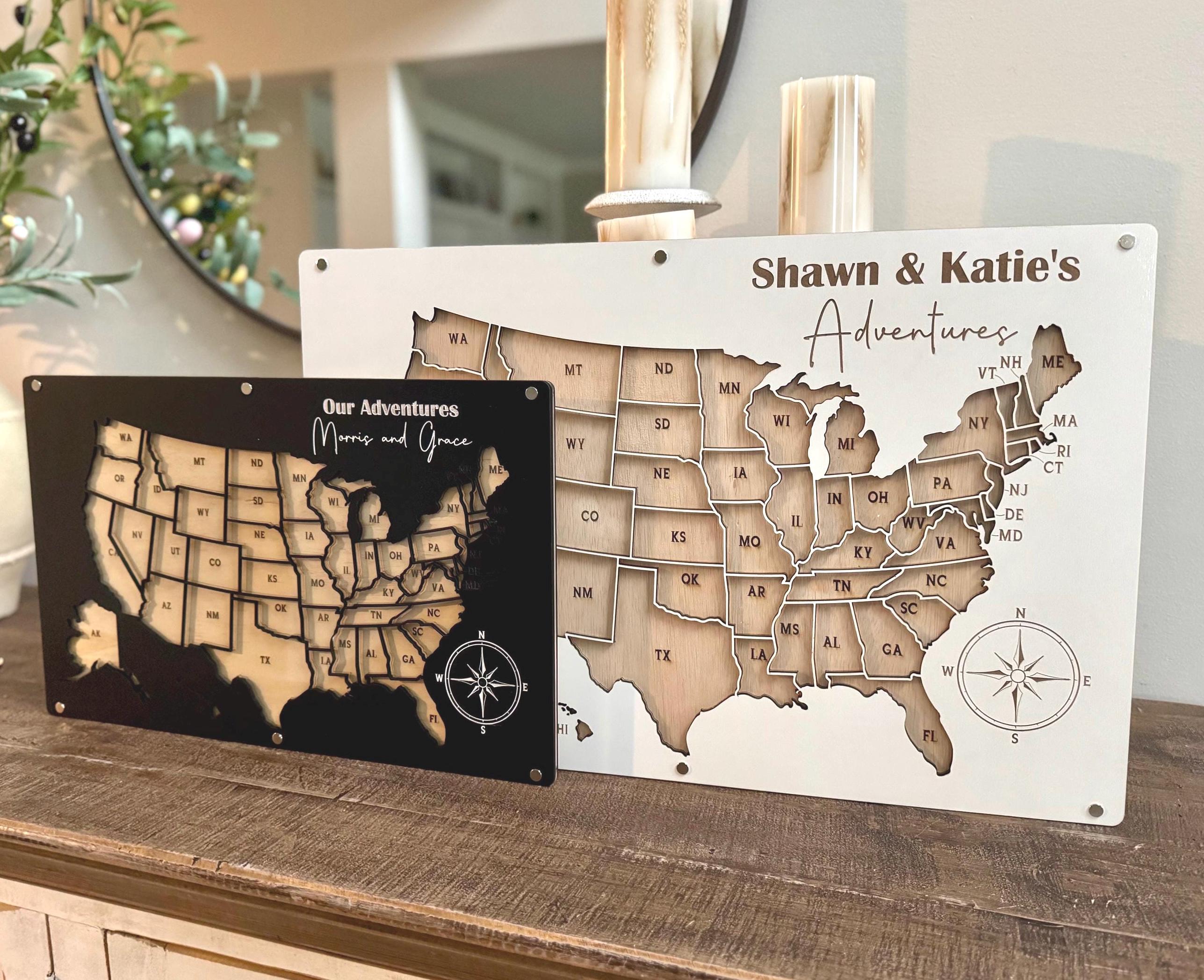 Photo travel map personalized usa trip picture keepsake 50 States Picture Display wood Memory Map custom family keepsake gift for travelers