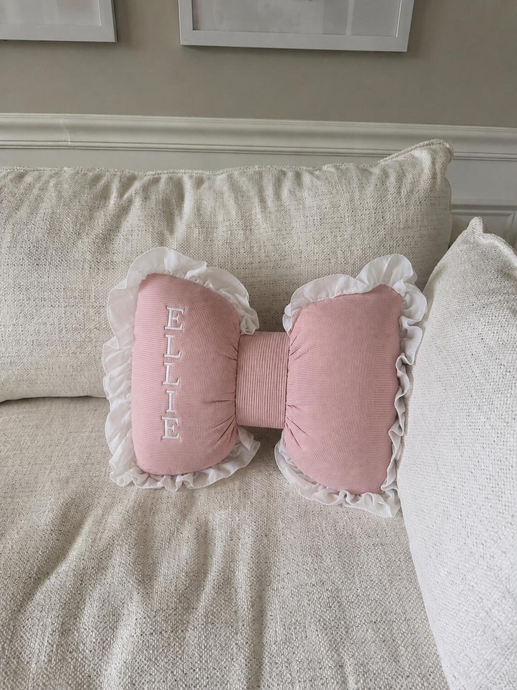 Personalized Bow Pillow | Coquette Nursery Decor | Custom Baby Girl Name Pillow | Baby Shower Gift | Teenager Room Decor